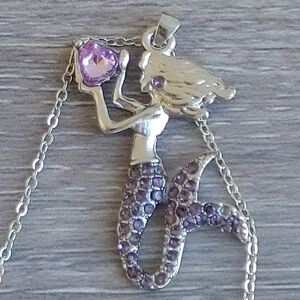 Mermaid Pendant Necklace with Purple Accents